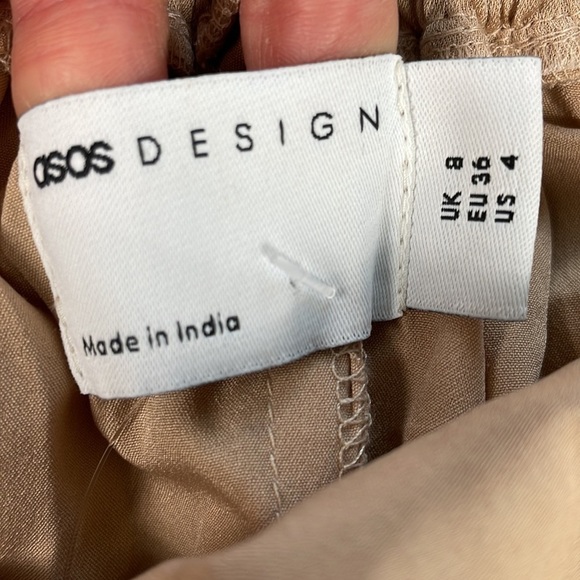 New ASOS Design Tiered Soft Mini Dress Pleated Tie Front Open Back Blush Sz 4 - Picture 9 of 12